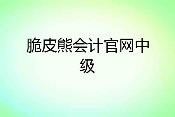 脆皮熊会计官网中级