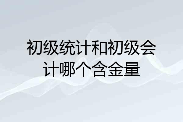 初级统计和初级会计哪个含金量