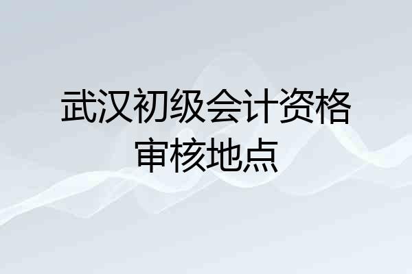 武汉初级会计资格审核地点