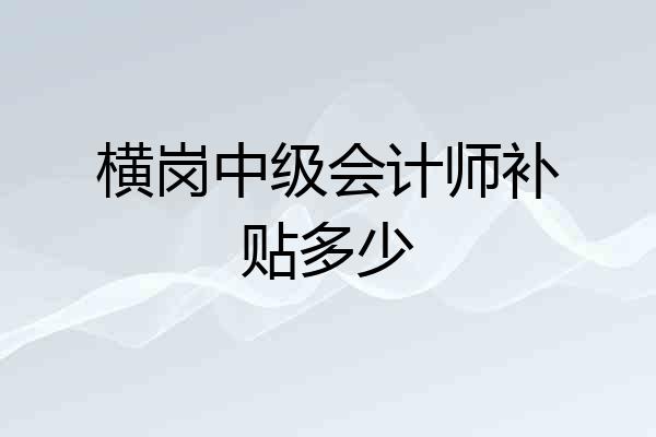 横岗中级会计师补贴多少