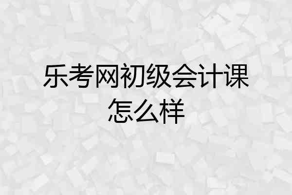 乐考网初级会计课怎么样