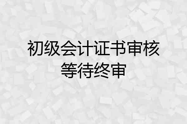 初级会计证书审核等待终审