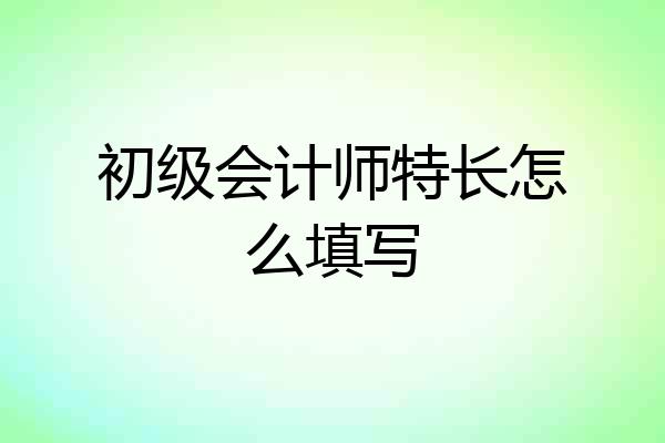 初级会计师特长怎么填写