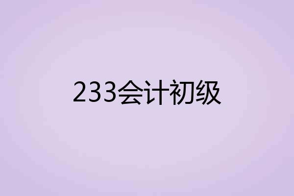 233会计初级
