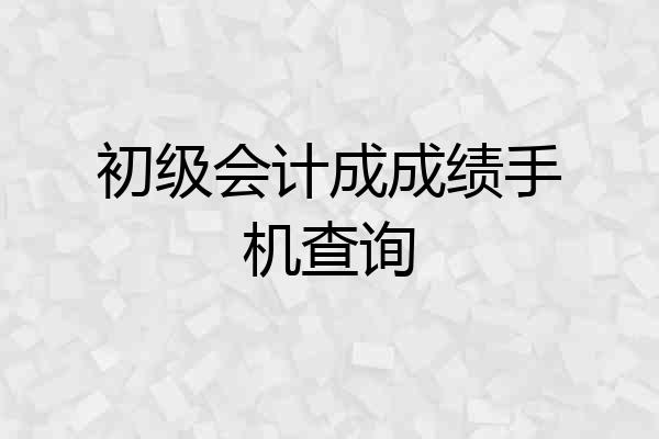 初级会计成成绩手机查询