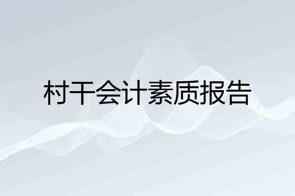 村干会计素质报告