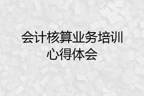 会计核算业务培训心得体会