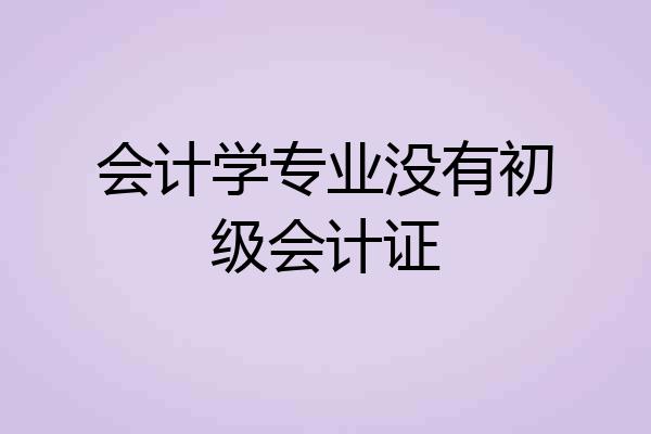会计学专业没有初级会计证