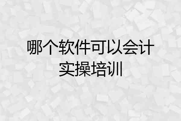 哪个软件可以会计实操培训