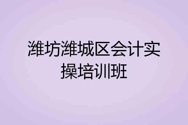 潍坊潍城区会计实操培训班