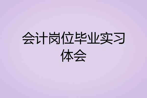 会计岗位毕业实习体会