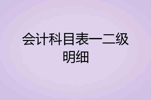 会计科目表一二级明细