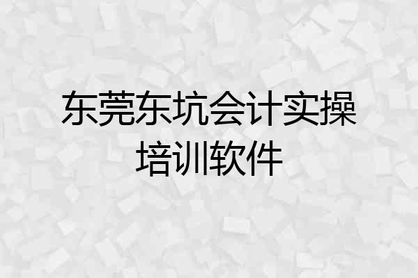 东莞东坑会计实操培训软件