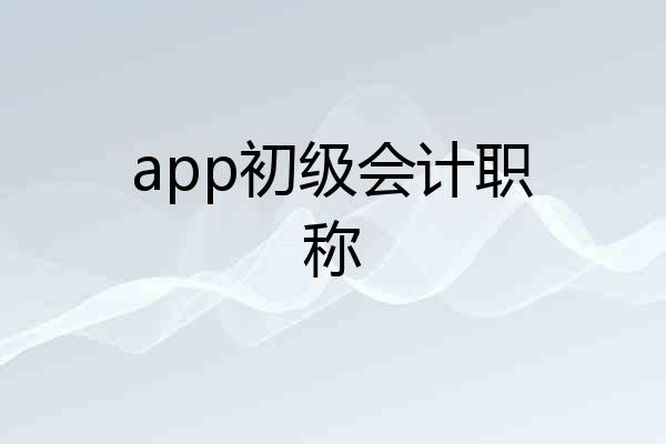 app初级会计职称