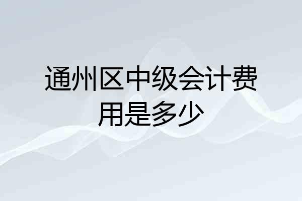 通州区中级会计费用是多少