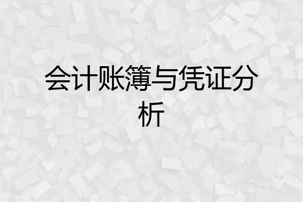 会计账簿与凭证分析