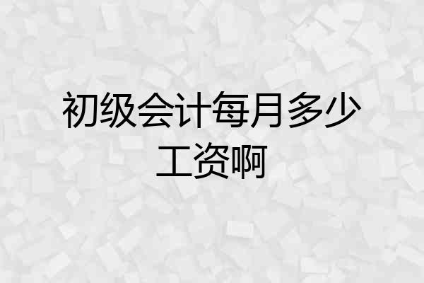 初级会计每月多少工资啊