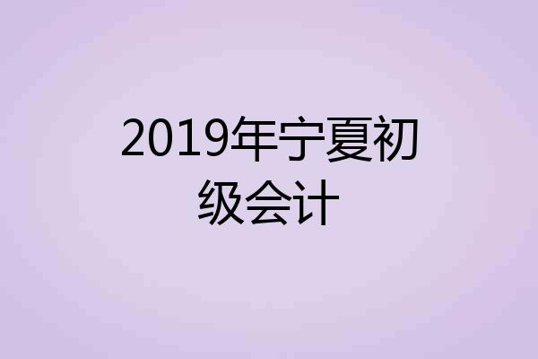 2019年宁夏初级会计