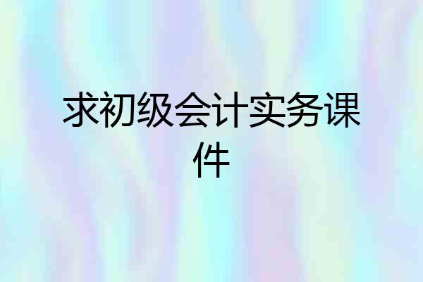 求初级会计实务课件
