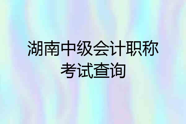 湖南中级会计职称考试查询
