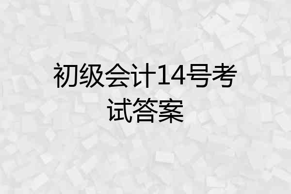 初级会计14号考试答案