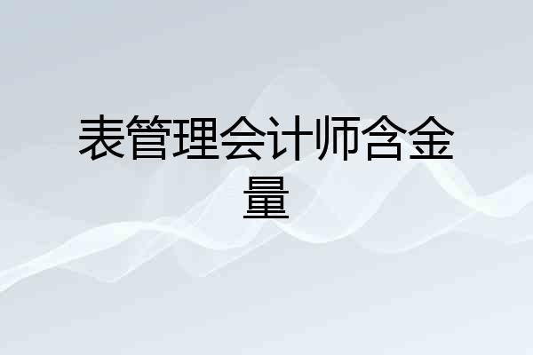 表管理会计师含金量