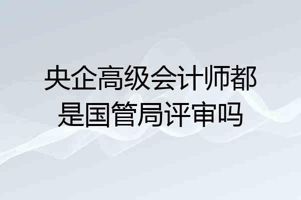 央企高级会计师都是国管局评审吗