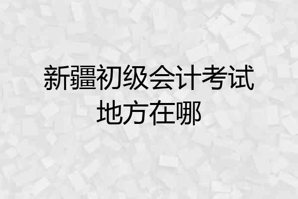 新疆初级会计考试地方在哪