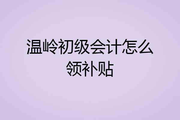 温岭初级会计怎么领补贴
