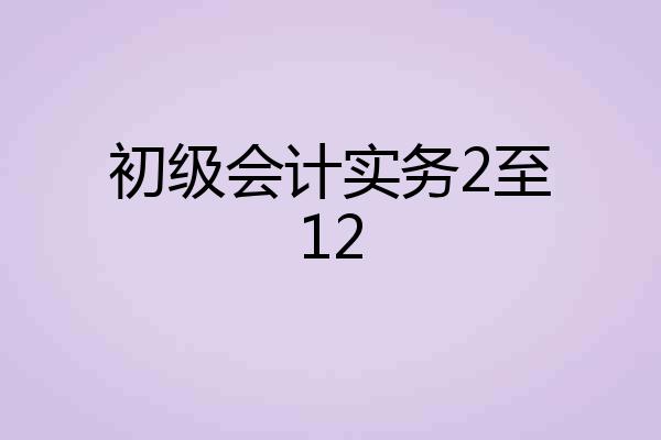 初级会计实务2至12