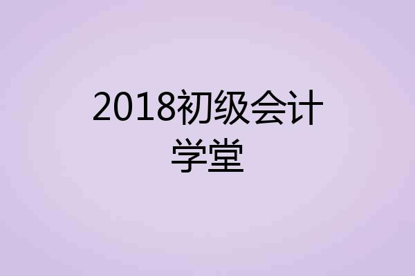 2018初级会计学堂