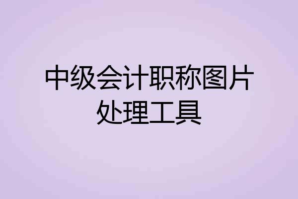 中级会计职称图片处理工具