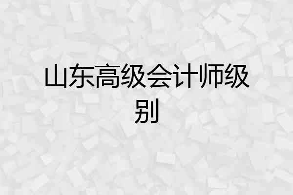 山东高级会计师级别
