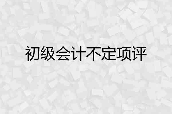 初级会计不定项评