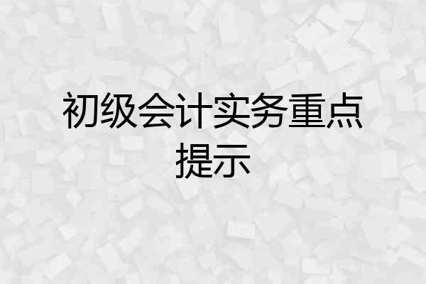 初级会计实务重点提示