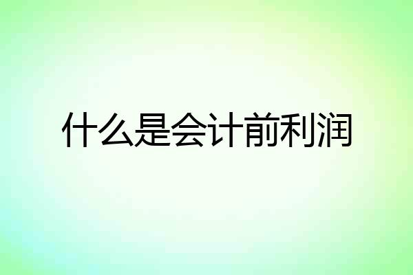 什么是会计前利润