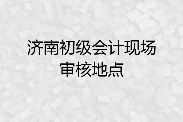 济南初级会计现场审核地点