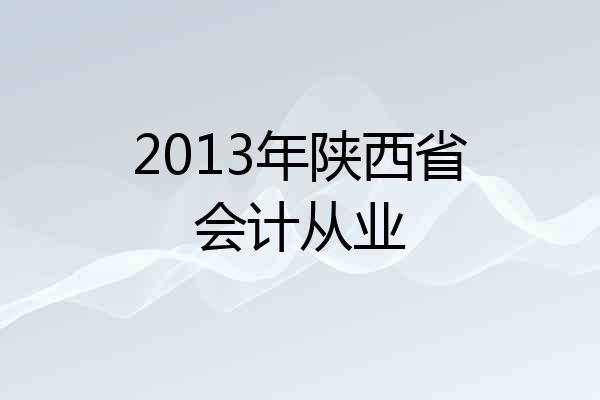 2013年陕西省会计从业