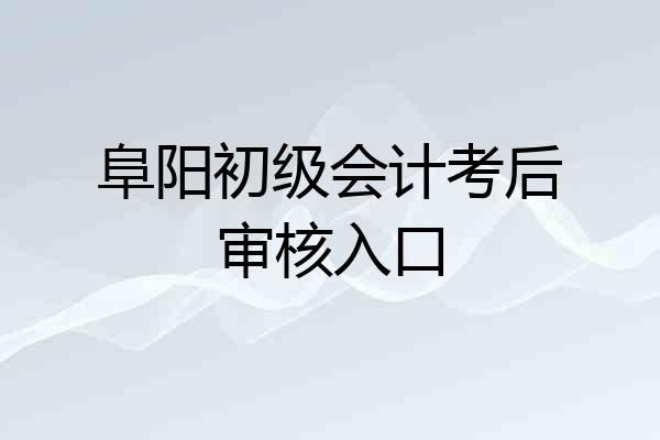 阜阳初级会计考后审核入口