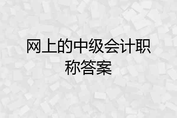 网上的中级会计职称答案