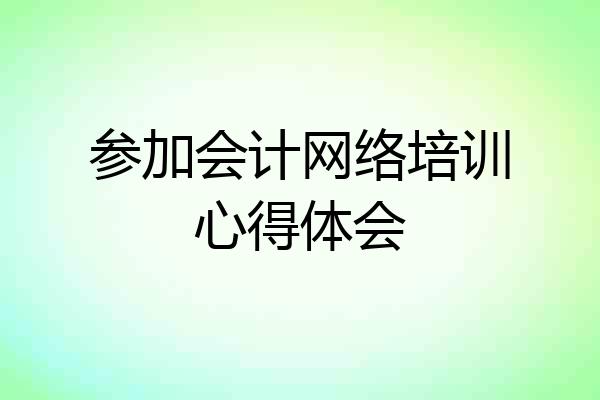 参加会计网络培训心得体会