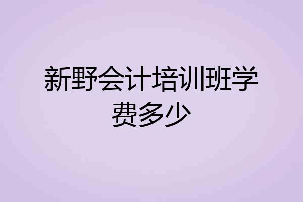 新野会计培训班学费多少