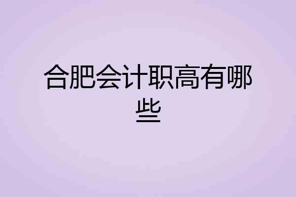 合肥会计职高有哪些
