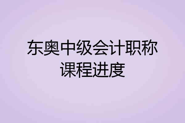 东奥中级会计职称课程进度