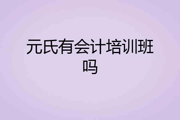 元氏有会计培训班吗