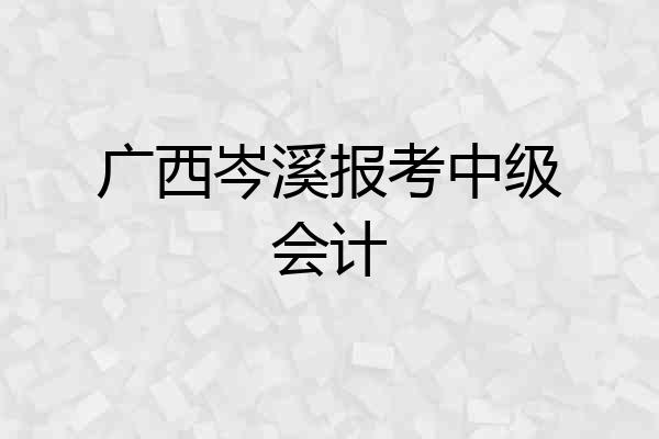 广西岑溪报考中级会计
