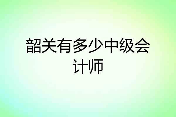 韶关有多少中级会计师