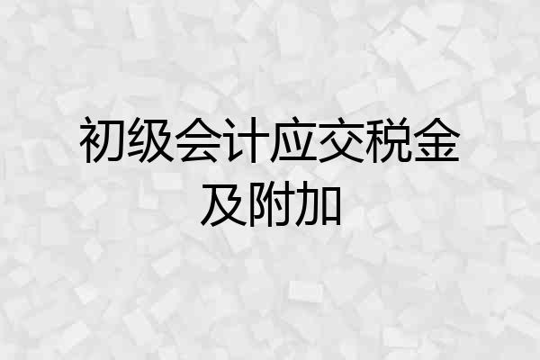 初级会计应交税金及附加