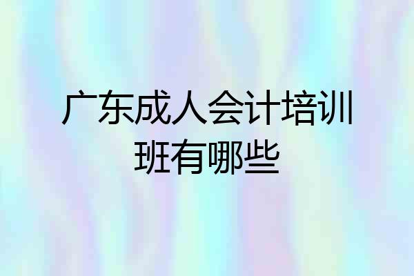 广东成人会计培训班有哪些