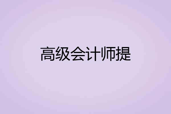 高级会计师提